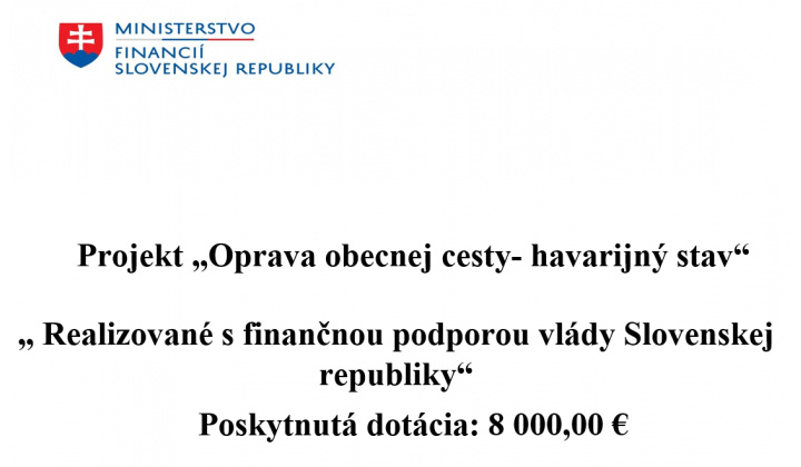 Projekt - Oprava obecnej cesty (havarijný stav)